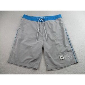 American Fighter Board Shorts Mens 36 Gray Blue Drawstring Swim Trunks Spandex‎